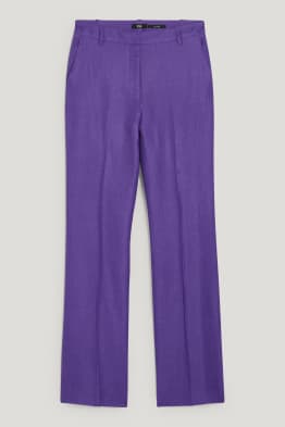 Linen business trousers - high waist - straight leg