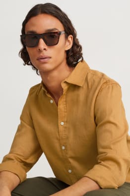 Chemise - regular fit - col Kent - lin mélangé