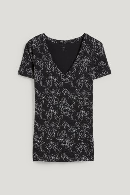 T-shirt basic - w kwiaty
