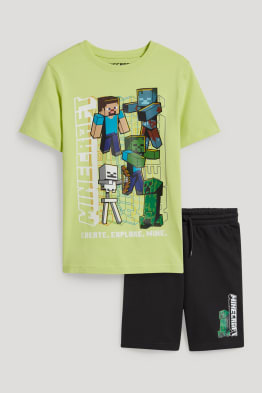 Minecraft - Set - Kurzarmshirt und Sweatshorts - 2 teilig