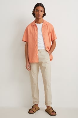 Chemise - regular fit - col revers - lin mélangé