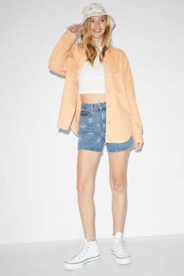 CLOCKHOUSE - denim shorts - high waist - floral