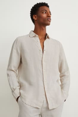 Linen shirt - regular fit - kent collar - linen made from EUROPEAN FLAX®