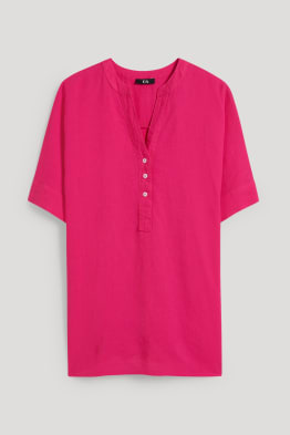 Bluse - Leinen-Mix