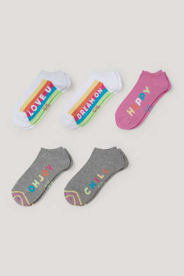Multipack 5er - Statement - Sneakersocken mit Motiv