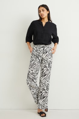 Linnen broek - mid waist - regular fit - met patroon