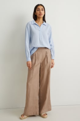 Linnen broek - high waist - wide leg