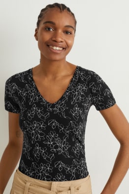 T-shirt basic - w kwiaty