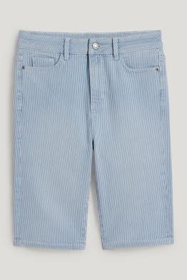 Bermuda di jeans - vita alta - a righe