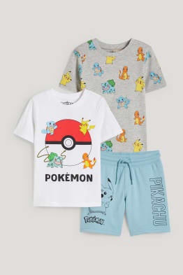 Pokémon - set - 2 T-shirts en sweatshort - 3-delig