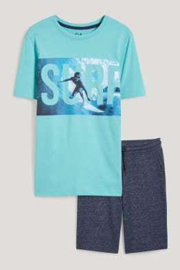 Ensemble - T-shirt et short en molleton - 2 pièces