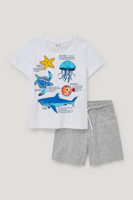 Ensemble - T-shirt et short en molleton - 2 pièces