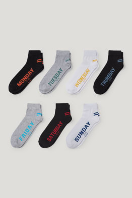 Lot de 7 paires - socquettes à motif - jours de la semaine