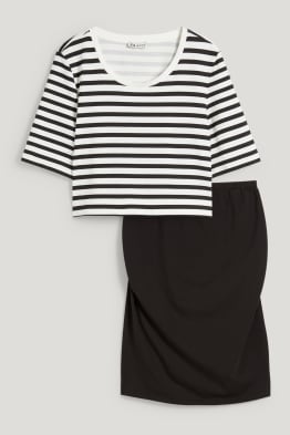Set - maternity cropped T-shirt and skirt - 2 piece