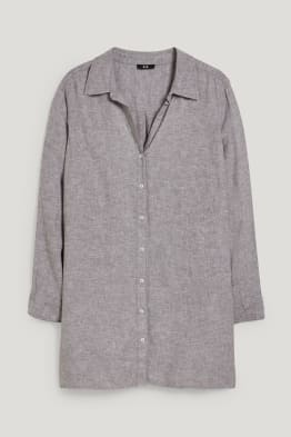 Bluse - Leinen-Mix