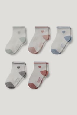 Lot de 5 paires - petits cœurs - chaussettes à motif pour bébé