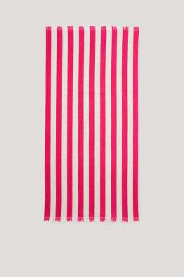 Serviette de toilette en éponge - à rayures - 160 x 80 cm