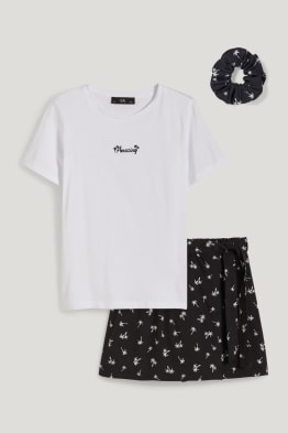 Conjunto - camiseta de manga corta, falda y coletero - 3 piezas