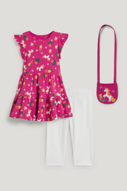Licorne - ensemble - robe, legging et sac - 3 pièces