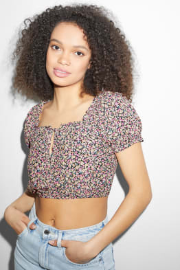 CLOCKHOUSE - Crop Bluse - geblümt