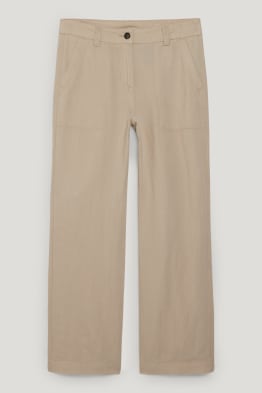 Pantalons de tela - mid waist - wide leg - mescla de lli