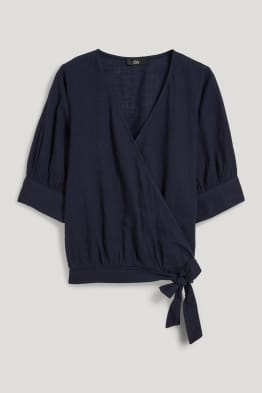 Bluse - Leinen-Mix