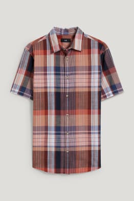 Camicia - regular fit - collo all'italiana - a quadretti