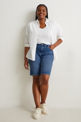 Bermuda di jeans - vita alta - jog denim - LYCRA®