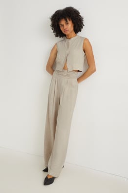 Pantalon de toile - super high waist - wide leg