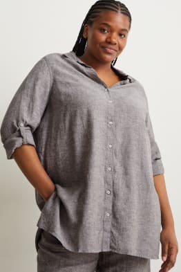 Bluse - Leinen-Mix