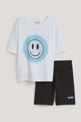 Emoji-collectie - set - T-shirt en fietsbroek