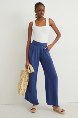 Leinenhose - High Waist - Wide Leg