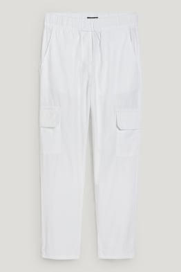 Cargo trousers - mid-rise waist - tapered fit
