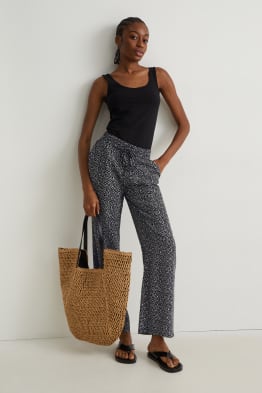 Cloth trousers - mid-rise waist - palazzo - patterned