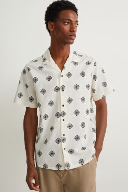 Chemise - regular fit - col revers - lin mélangé
