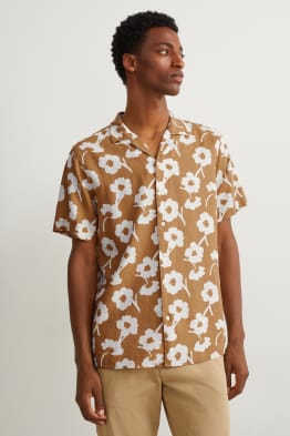Chemise - regular fit - col à revers - lin mélangé