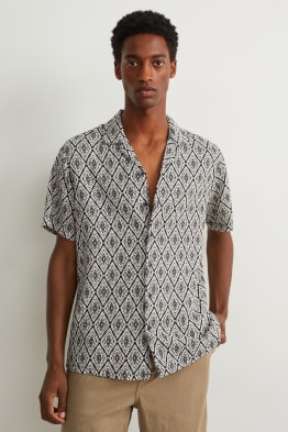 Chemise - regular fit - col à revers - lin mélangé