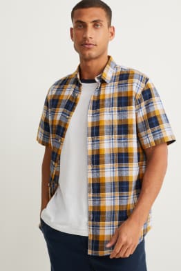 Camicia - regular fit - collo all'italiana - a quadretti