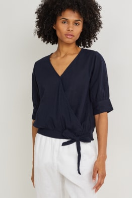 Bluse - Leinen-Mix