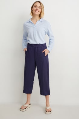 Pantalons culotte - high waist - wide leg - mescla de lli