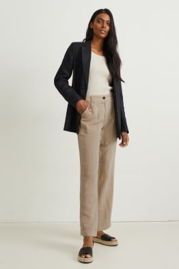 Pantalons de tela - mid waist - wide leg - mescla de lli