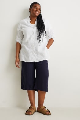 Pantalón - mid waist - wide leg - mezcla de lino
