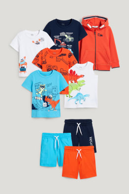Ensemble - 4 T-shirts, un top, un sweat zippé et 3 shorts