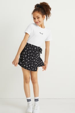 Set - short sleeve T-shirt, skirt and scrunchie - 3 piece