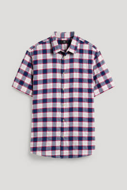 Camicia - regular fit - collo all'italiana - a quadretti