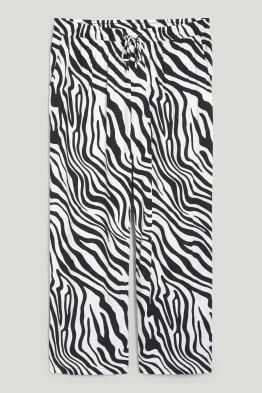 Stoffhose - Mid Waist - Wide Leg - gemustert