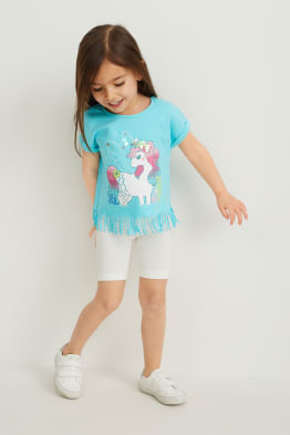 Unicorni - set - t-shirt e bermuda ciclista - 2 pezzi