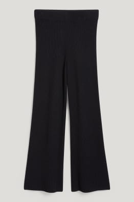 Knitted trousers - mid-rise waist - palazzo