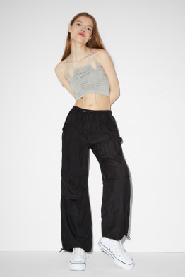 CLOCKHOUSE - pantaloni parachute - talie medie - straight fit