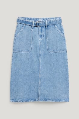 Denim skirt with belt